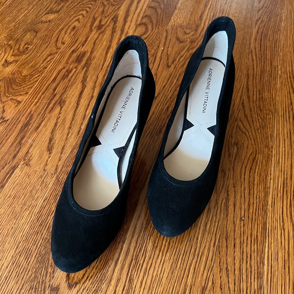 Adrienne Vittadini Black Suede Pumps High Heel